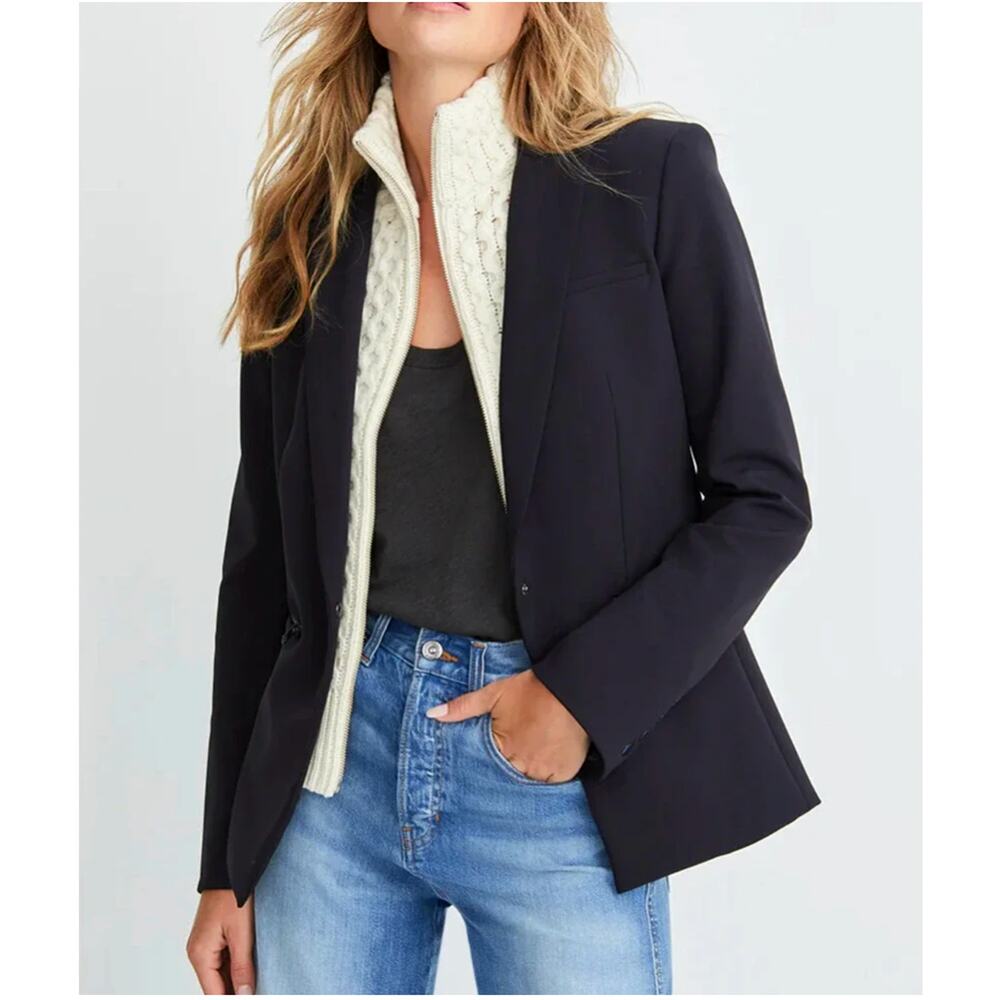 Veronica Beard 10 Iconic Scuba Dickey Jacket $645 BiStretch Blazer Navy NWT Blue